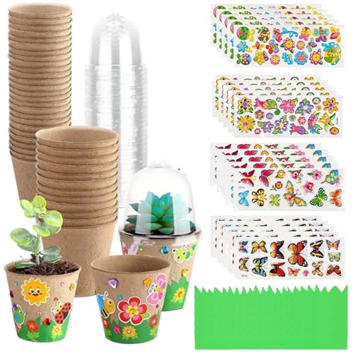 Anzuchttöpfe | 30 Pflanztöpfe mit Kuppeln und 20 Aufklebern – Kunsthandwerk, handgefertigtes Set aus Papiertöpfen für Kinder und Schulgärten Anzuchttöpfe | 30 Pflanztöpfe mit Kuppeln und 20 Aufklebern – Kunsthandwerk, handgefertigtes Set aus Papiertöpfen für Kinder und Schulgärten von Genérico