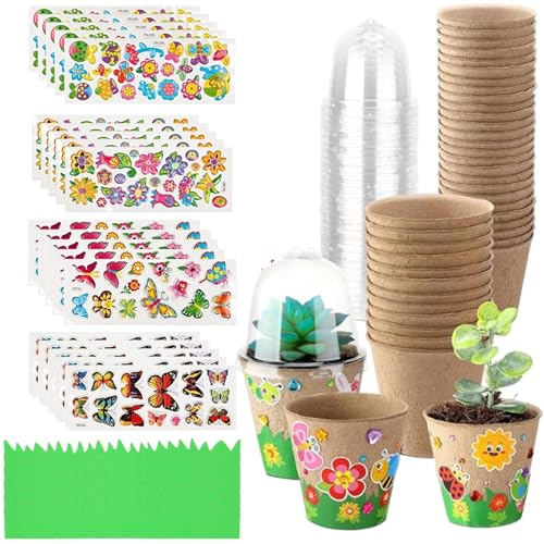 Anzuchttöpfe – mit 30 Töpfen mit Kuppeln und 20 Aufkleberbögen | Frühjahrsgarten mit Papiertöpfen für Kinder und draußen Anzuchttöpfe – mit 30 Töpfen mit Kuppeln und 20 Aufkleberbögen | Frühjahrsgarten mit Papiertöpfen für Kinder und draußen von Genérico