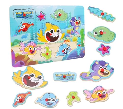 Baby Shark's Big Show Holzpuzzle - Puzzle für Kinder, Steckpuzzle, Montessori-Spiele, frühes Lernen für Kinder von Genérico