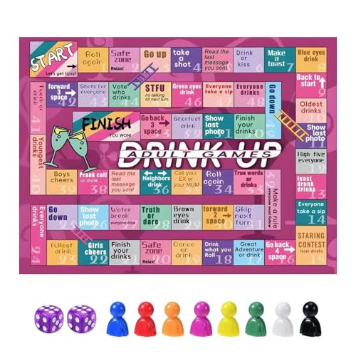 Brettspiel zum Trinken – lustige Trinkspiele für Erwachsene | Herausforderungsspiel für Getränke | Gesellschaftsspiel | Party-Brettspiel mit Ledermatte | Nachtunterhaltung Brettspiel zum Trinken – lustige Trinkspiele für Erwachsene | Herausforderungsspiel für Getränke | Gesellschaftsspiel | Party-Brettspiel mit Ledermatte | Nachtunterhaltung von Genérico