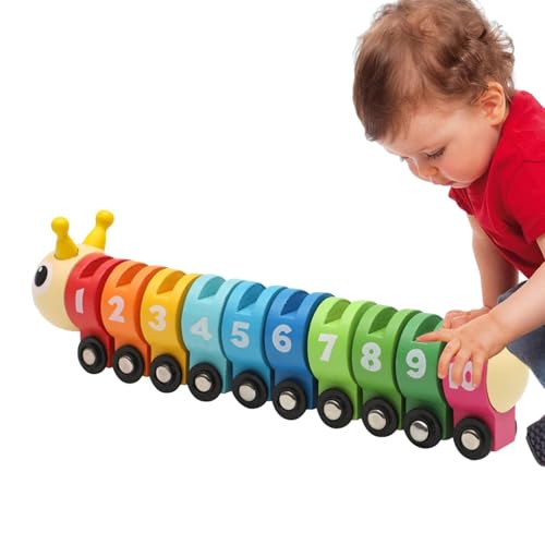 Caterpillar Contando Klassisches Spielzeug, Zählspielzeug aus , Entwicklung von mathematischem Spielzeug, kognitive pädagogische Lernspielzeug, bunter Radzug, Farberkennungsset für die Bildung von Genérico