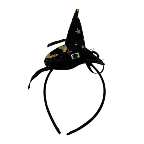 Diadem -Stirnband – Hexenhut für Halloween | Hexenhut mit Pailletten auf Haarreif | Hexenkostüm für Damen | Haardekoration mit schwarzem Kopfschmuck von Genérico