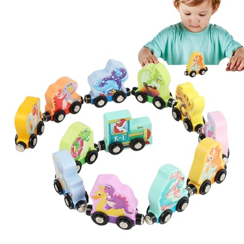 Dinosaurier Zug Set aus , magnetisches Dinosaurier-Zugspielzeug, Spielzeugset für Zugwagen mit magnetischer Zahlenbahn | Zug mit magnetischen Zahlen, Spielzeug, Wagen von Genérico