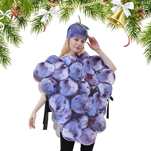 Frucht-Kostüm für Erwachsene, violette Trauben, Cosplay-Set mit Hut | Lustiger und realistischer Anzug für Männer und Frauen, für Theaterpartys und Events, Themenkleidung für Karneval Frucht-Kostüm für Erwachsene, violette Trauben, Cosplay-Set mit Hut | Lustiger und realistischer Anzug für Männer und Frauen, für Theaterpartys und Events, Themenkleidung für Karneval von Genérico