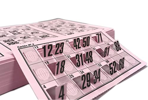 Genérico 960 Kartons mit Zahlen für traditionelles Bingo mit 90 Kugeln (Rosa) von Genérico