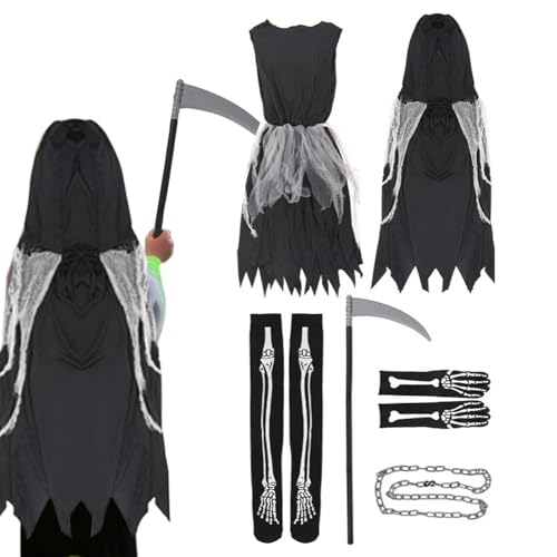 Genérico Angst-Kostüm für Kinder, Umhang-Set mit Kapuze für Halloween, Cosplay-Zubehör, gruselige Charaktere für Darstellung und Theateraufführung Genérico Angst-Kostüm für Kinder, Umhang-Set mit Kapuze für Halloween, Cosplay-Zubehör, gruselige Charaktere für Darstellung und Theateraufführung von Genérico