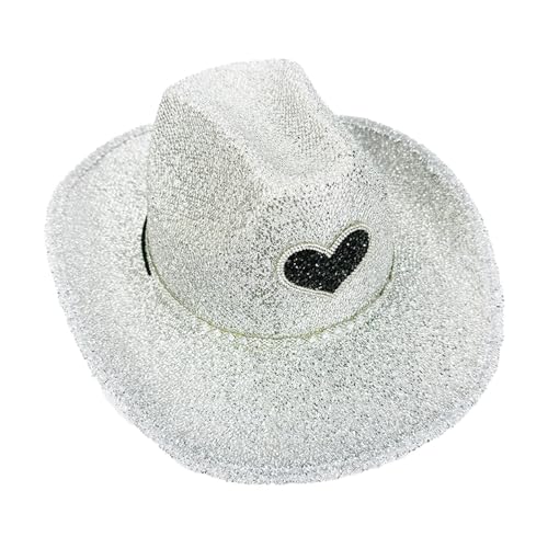 Genérico COWGIRL Hüte für Damen, Glitzerhut – Disco Wide Brim Cowboyhut, glänzend, Zubehör für Kostümpartys, Cosplay-Zubehör für Männer und Frauen von Genérico