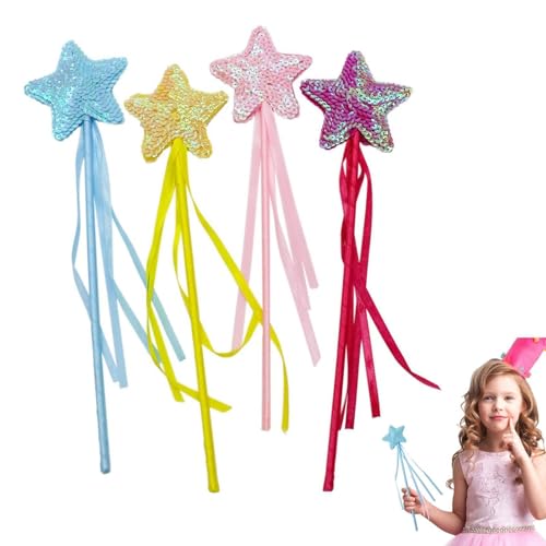 Genérico Glitter Princess Wand, Prinzessinnen-Wands für kleine Mädchen, 4 x Fairy Dress-Up Wand Princess Set | Spiele für Cosplay von Genérico