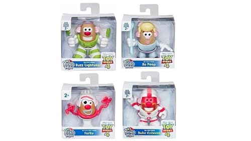 Genérico Packung mit 4 Mini-Potato-Figuren, kompatibel mit Toy Story 4 – Forky, Buzz, Bo Peep und Duke Figuren von Genérico