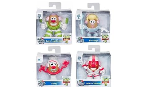 Genérico Packung mit 4 Mini-Potato-Figuren, kompatibel mit Toy Story 4 – Forky, Buzz, Bo Peep und Duke Figuren von Genérico