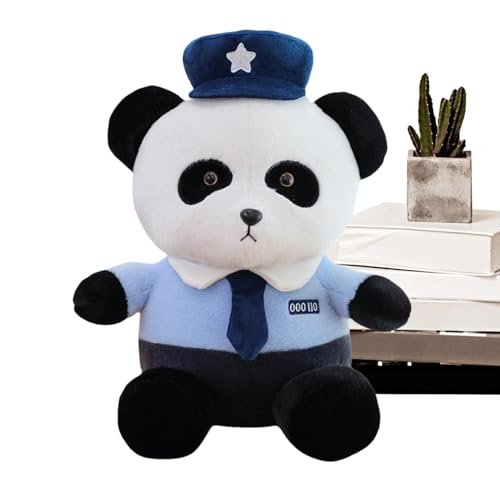 Genérico Plüschpanda, Panda, Panda-Kissen mit Hut und Krawatte, kuschelige Tierpuppe, verspielter Begleiter für Bett, Sofa, Wohnzimmer, Schlafzimmer von Genérico