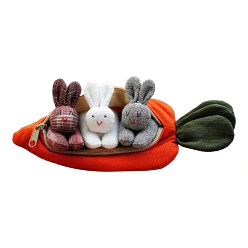 Genérico Plüschtasche Osterkarotte - Tress Kaninchen Karotte, Osterpuppe, Häschen in Geldbörsen, gefüllt Reißverschlusstasche, Urlaubsbedarf von Genérico