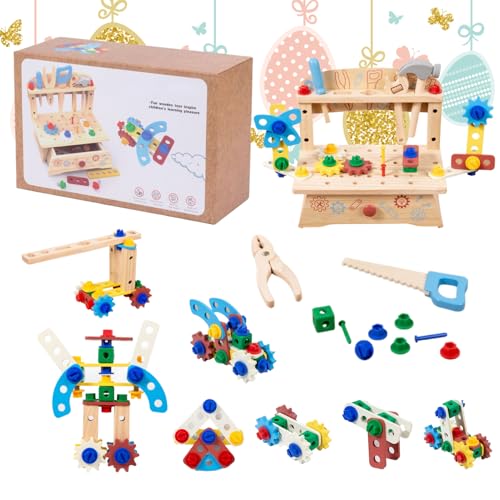 Genérico Werkzeugset für Kinder, Werkbank aus Holz, Bauspielzeug, realistische Bauspiele für Kinder im Vorschulalter, drinnen und draußen, Klassenzimmer und Spielzimmer Genérico Werkzeugset für Kinder, Werkbank aus Holz, Bauspielzeug, realistische Bauspiele für Kinder im Vorschulalter, drinnen und draußen, Klassenzimmer und Spielzimmer von Genérico