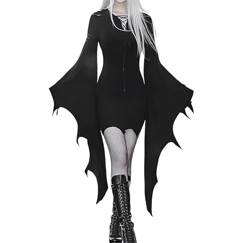 Halloween Fledermauskleid - Spitzenkostüm, Gothic Fledermausabdeckung | Vampire Fodycon - Outfit für Frauen, Vintage Halloween - Spas für Cosplay-Partyveranstaltungen, Esp-Look Halloween Fledermauskleid - Spitzenkostüm, Gothic Fledermausabdeckung | Vampire Fodycon - Outfit für Frauen, Vintage Halloween - Spas für Cosplay-Partyveranstaltungen, Esp-Look von Genérico