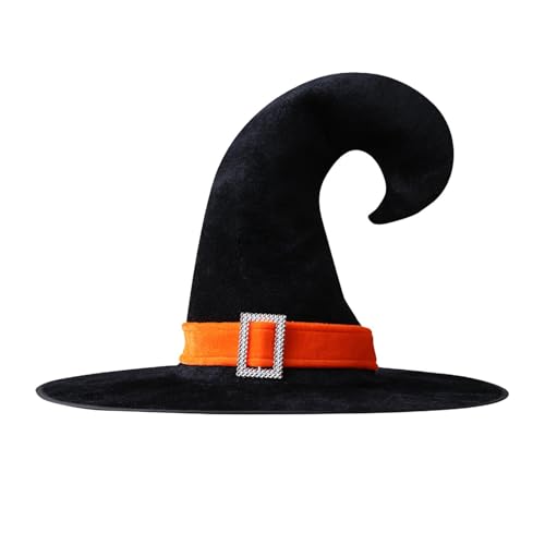 Halloween-Hexenhut, Hexenhut mit Schnalle für Damen, spitzer Hut für Halloween-Kostüm, faltbar, schwarzer spitzer Hut mit Heb von Genérico