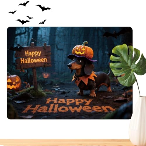 Halloween-Jigsaw - 130 Teile mit Kürbis und Tier, Lernspiel für Halloween-Aktivitäten für Kinder und Erwachsene, Dekoration, Familienspielabend Halloween-Jigsaw - 130 Teile mit Kürbis und Tier, Lernspiel für Halloween-Aktivitäten für Kinder und Erwachsene, Dekoration, Familienspielabend von Genérico