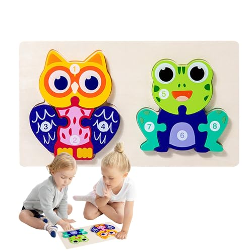 Holzpuzzle für Kinder, Tierpuzzle für Kleinkinder, Kombinationsspiel für Tiere, Puzzle blockiert Holzpuzzle, Ju von Genérico