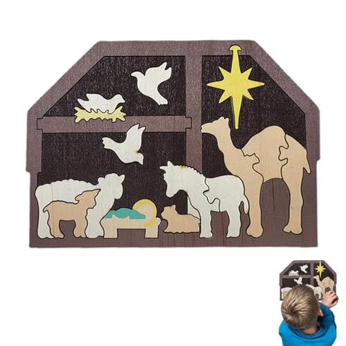 Jesus Puzzle, Kinder, Krippe, Weihnachten, Holzpuzzle, Weihnachtsdekoration, Skulptur für Heimdekoration, Erwachsene, Kinder, Kinder von Genérico