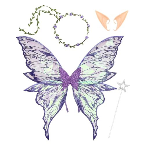 Kostüm mit Feenflügeln: Schmetterlings- und Engelsflügel-Kostüm für Kinder, Mädchen und Damen, Prinzessinnen-Kostüm für Szene zum Spielen von Geburtstagen, Cosplay und Feiern Kostüm mit Feenflügeln: Schmetterlings- und Engelsflügel-Kostüm für Kinder, Mädchen und Damen, Prinzessinnen-Kostüm für Szene zum Spielen von Geburtstagen, Cosplay und Feiern von Genérico