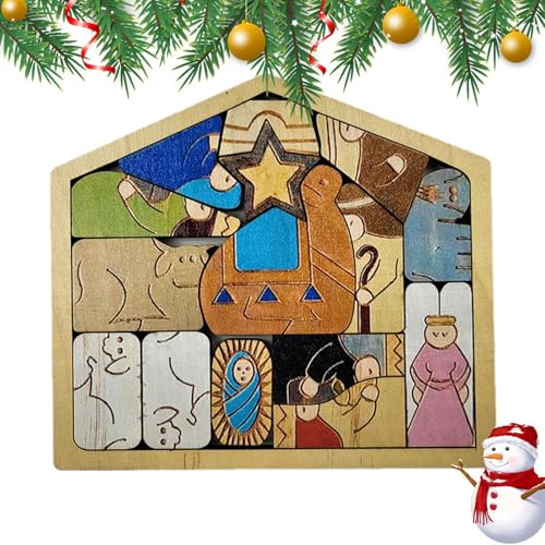 Krippenpuzzle, Krippenpuzzle aus Holz, Weihnachtsdekoration, Skulptur für Heimdekoration, Erwachsene, Kinder, Kinder von Genérico