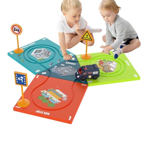 Magnetische Puzzle-Rennbahn, Puzzle-Rennbahn-Set – Magnetische Bodenpuzzle für Kinder – Rennwagen-Puzzleteile von Genérico