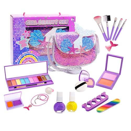 Make Up Toy Make-up-Set für Mädchen, 19-teiliges Make-up-Set für Mädchen, mit Kosmetiktasche für Kinder, Schönheitsspiel, Rollenspielzeug, waschbares Make-up-Zubehör von Genérico