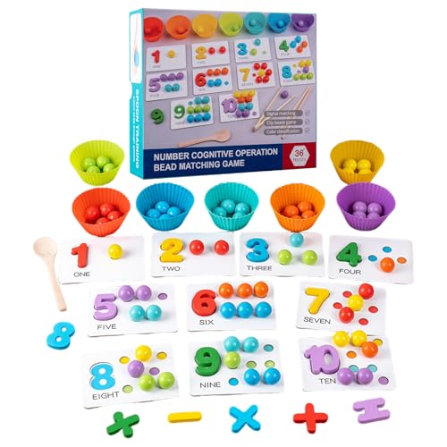 Mathematikspielzeug mit Perlen, Zahlenperlen mit Pinzette, Zahlenerkennung und Farbklassifizierung für Geburtstag und Erntedankfest Mathematikspielzeug mit Perlen, Zahlenperlen mit Pinzette, Zahlenerkennung und Farbklassifizierung für Geburtstag und Erntedankfest von Genérico
