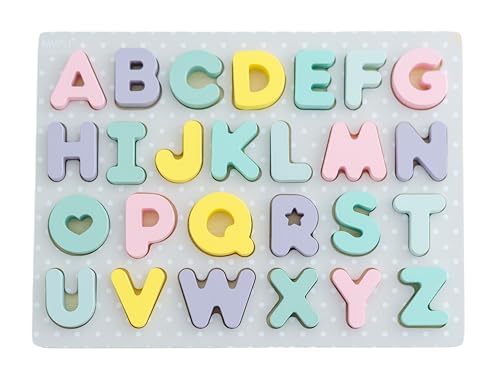 Montessori Alphabet aus Holz, 3+ Jahre, Alphabet für Kinder, Buchstabenpuzzle, Holz, pädagogisches Montessori-Alphabet mit einsteckbaren Buchstaben und Pastellfarben, Didaktisches Spielzeug Montessori Alphabet aus Holz, 3+ Jahre, Alphabet für Kinder, Buchstabenpuzzle, Holz, pädagogisches Montessori-Alphabet mit einsteckbaren Buchstaben und Pastellfarben, Didaktisches Spielzeug von Genérico
