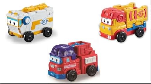 Pack/Set mit 3 Fahrzeugen, kompatibel mit Super Wings – Rover, Remi und Sparky von Genérico