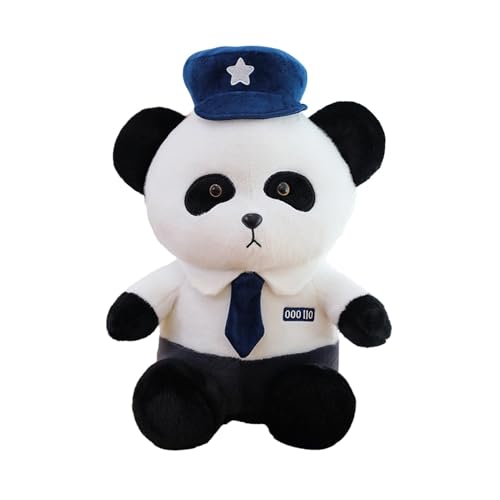 Panda-Plüschtier, Plüschtier, Panda, Kuschelkissen mit Hut und Krawatte, kuschelige Tierpuppe, verspielter Begleiter für Bett, Sofa, Wohnzimmer, Schlafzimmer von Genérico