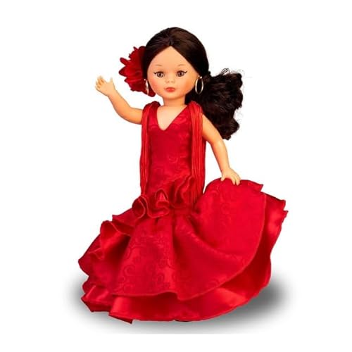 Puppe Nancy – Flamenca Neuauflage 2023, Puppe mit brauner Mähne, Flamenco-Look, rotes Kleid, Rüschen-Kollektion, ab 3 Jahren, berühmt (NAL02000) von Genérico