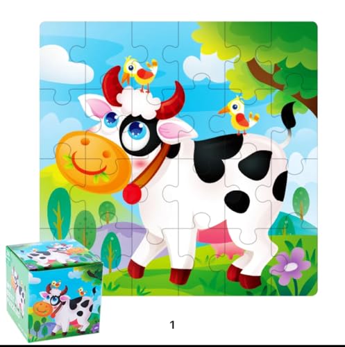 Puzzle, 24-teilig, für Kinder von 3 bis 5 Jahren, pädagogisches Spielzeug, Mini-Puzzle für Kinder (Kuh) von Genérico