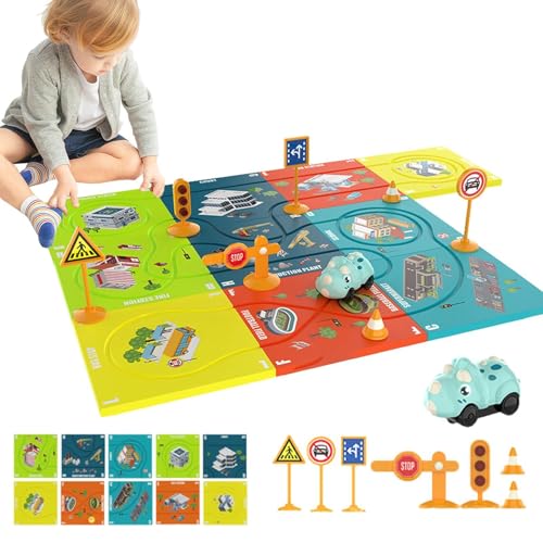 Puzzle Track Car Play Set, magnetische Puzzle-Rennstrecke, Autorennbahn für Kinder, Puzzle Racer | Puzzleteile für Elektrofahrzeug mit Batterien für den Tag von Genérico