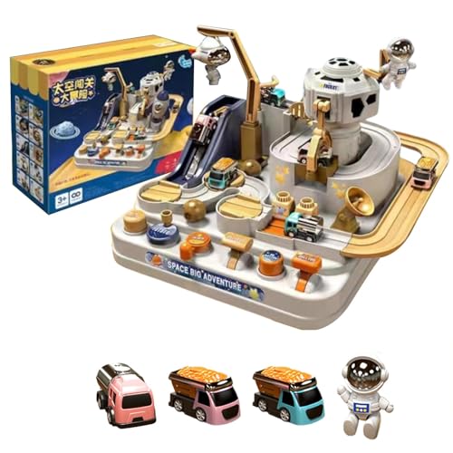 Race Track Car Adventure Toy, City Rescue Fahrzeug Vorschule Spielzeug - Lernpuzzle Auto Spielzeug mit 3 Autos und 1 Astronaut für und Mädchen ab 4 Jahren, pädagogisches Radar für von Genérico