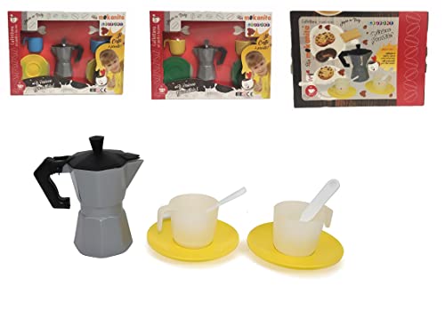 Set Kaffeemaschine Spielzeug Moka Spielzeug Kaffee mit Tassen Untertassen Löffel Küche Mokka Spiel Moka Spielzeug für Kinder verschiedene Farben Made in Italy von Generico