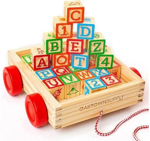 Spielzeug für Kinder von 3 4 5 6 Jahren Montessori-Spielzeug aus Holz - Montessori-Holzwagen mit 30 pädagogischen Würfeln für frühes Lernen - pädagogisches Holzspielzeug von Genérico