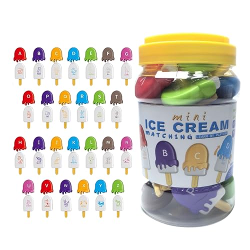 Spielzeug zum Erlernen des Alphabets - Buchstabenset aus Holz, Sortierspielzeug | buntes Lernset für Eiscreme zum Üben im Kindergarten, Werkzeug zur Erkennung Spielzeug zum Erlernen des Alphabets - Buchstabenset aus Holz, Sortierspielzeug | buntes Lernset für Eiscreme zum Üben im Kindergarten, Werkzeug zur Erkennung von Genérico