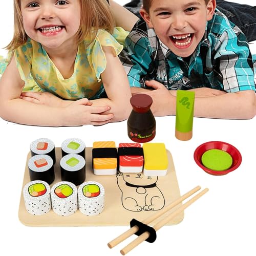 Sushi-Spielset aus Holz, Sushi Play Food, kreatives Fingend-Küchen-Set, Herstellung von gefälschtem Sushi, fantasievolles, handgefertigtes Spiel für Kinder, Mädchen, , Klassenzimmer, Vorschule Sushi-Spielset aus Holz, Sushi Play Food, kreatives Fingend-Küchen-Set, Herstellung von gefälschtem Sushi, fantasievolles, handgefertigtes Spiel für Kinder, Mädchen, , Klassenzimmer, Vorschule von Genérico