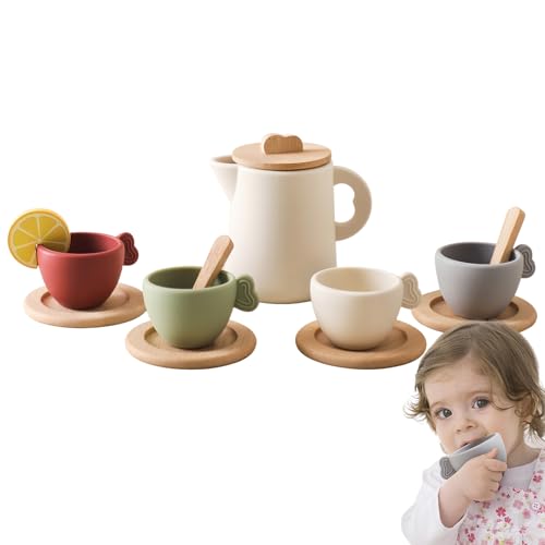 Tee-Set für Kinder aus Holz: buntes Prinzessinnen-Teespielzeug, Partybecher aus langlebigem Holz, Teller und Lernspiel für den Innenbereich, buntes Spielzeug-Set für C Tee-Set für Kinder aus Holz: buntes Prinzessinnen-Teespielzeug, Partybecher aus langlebigem Holz, Teller und Lernspiel für den Innenbereich, buntes Spielzeug-Set für C von Genérico