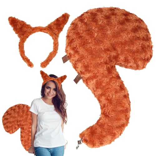 Tier-Kostüm, Set mit Haarreif und Eichhörnchenschwanz, Haar-Zubehör-Set, Unisex, für Kinder und Erwachsene, Schule und Zoo Tier-Kostüm, Set mit Haarreif und Eichhörnchenschwanz, Haar-Zubehör-Set, Unisex, für Kinder und Erwachsene, Schule und Zoo von Genérico