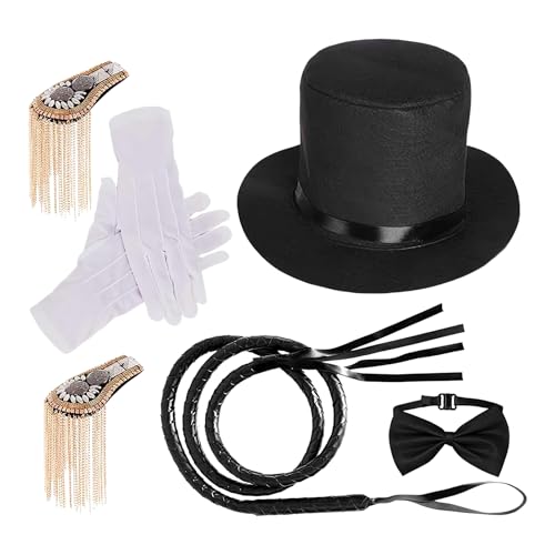 Zubehör Zirkus für Damen, Set aus Schalenhut, Schulterklappen und Peitsche, Corbatin Handschuhe, Peitsche, Schulterklappen, Unisex-Hut, Themenveranstaltungen, Partys Zubehör Zirkus für Damen, Set aus Schalenhut, Schulterklappen und Peitsche, Corbatin Handschuhe, Peitsche, Schulterklappen, Unisex-Hut, Themenveranstaltungen, Partys von Genérico