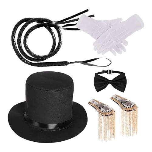 Zubehör Zirkus für Damen | Set mit Schulterklappen Peitsche | Corbatin Handschuhe Peitsche Schulterklappen Hut Unisex Themenveranstaltungen Party Zubehör Zirkus für Damen | Set mit Schulterklappen Peitsche | Corbatin Handschuhe Peitsche Schulterklappen Hut Unisex Themenveranstaltungen Party von Genérico