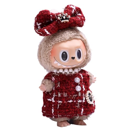 17 cm Doll Clothes, Cartoon Doll Zubehör, Soft Plush Outfits, Doll Dress Set, Doll Bow Kostüm, Stuffed Doll CloPlush Doll Clothes, Kleid and Bow Outfit Set für Puppen, Kleid Up Clothing Plush Dolls von Générique