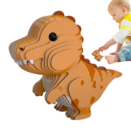 3D-Puzzle Dinosaurier, 3D-Puzzles – Stegosaurus Raptor Dinosaurier Papier Puzzles Spielzeug | Dinosaurier-Puzzle zum Trainieren der Augen-Koordination, Lernspielzeug, Konstruktionsspielzeug von Générique