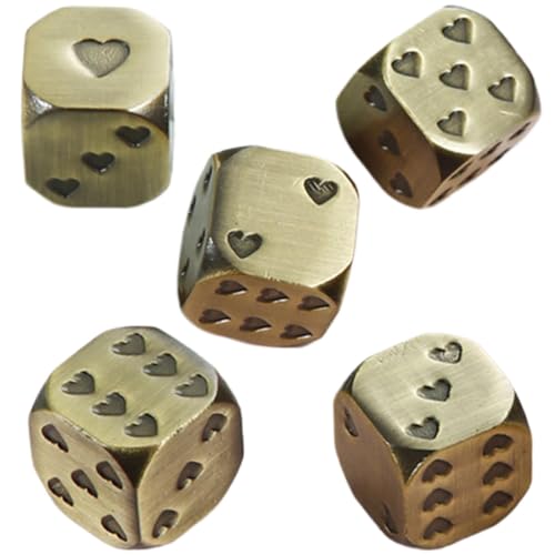 5 Stück sechsseitige Dice – Herzdice, sechsseitige Würfel – runde Metalldice mit Herzmotiv, 6-seitiger runder Winkelwürfel, Brettspiel, Getränk, Unterhaltung – 0,51 x 0,51 Zoll 5 Stück sechsseitige Dice – Herzdice, sechsseitige Würfel – runde Metalldice mit Herzmotiv, 6-seitiger runder Winkelwürfel, Brettspiel, Getränk, Unterhaltung – 0,51 x 0,51 Zoll von Générique