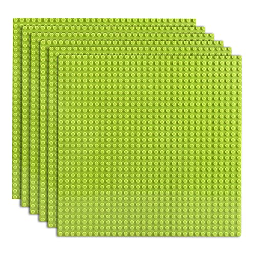 6 Stück Bauplatten, kompatibel mit den meisten Marken, Klassische Grundplatte, kompatibel mit Lego Classic Bauplatte, 25,5 x 25,5 cm (Hellgrün) von Générique
