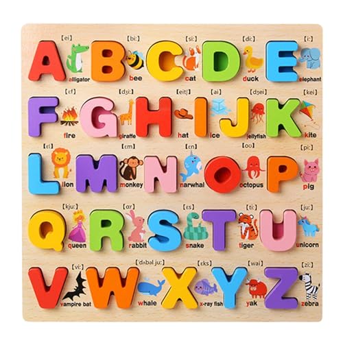 Alphabet-Puzzle aus Holz, Alphabet-Puzzle in Form von Zahlen, Alphabet-Puzzle aus Holz, Alphabet-Lernspielzeug, Buchstaben und Zahlen aus Holz für Mädchen und von Générique