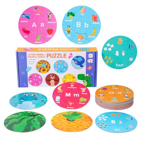 Alphabet-Puzzle aus Holz | Assoziationsspiel Puzzle Zahlen und Alphabet – doppelseitig, für die Kopplung des Zählens, Lernaktivitäten aus Holz für Kindergarten Alphabet-Puzzle aus Holz | Assoziationsspiel Puzzle Zahlen und Alphabet – doppelseitig, für die Kopplung des Zählens, Lernaktivitäten aus Holz für Kindergarten von Générique