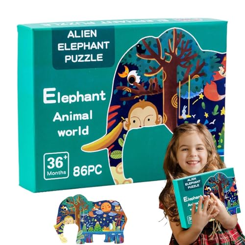 Animal Illustration Puzzle for Preschoolers, Jigsaw Puzzle for Toddler Boys and Girls, Elephant Cartoon Puzzle for, Educational Animal Jigsaw Puzzle, Toddler Puzzle for Learning von Générique