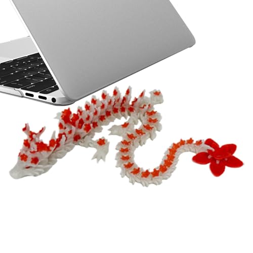 Articulated Dragon Toy, Glowing Dragon Toy, 28,5 cm Größe, dreidimensionales Tier, flexible Dichtungen, Glows in The Dark für Kinder und Erwachsene, Sammlerfigur, Rot, Orange, Blau von Générique